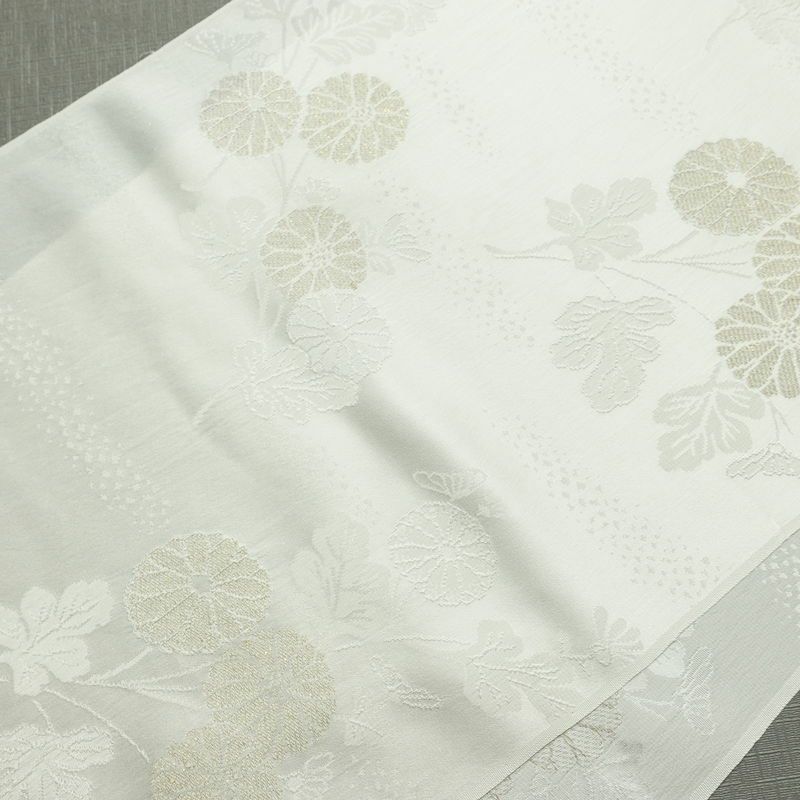 帯揚げ帯締めセット 良品 セット品 平組 正絹 花柄 結婚式 留袖用 フォーマル 菊 白_画像4
