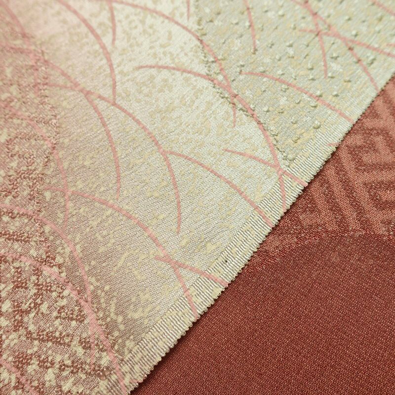 帯揚げ帯締めセット 美品 セット品 平組 正絹 古典柄 フォーマル 和装小物 芝 紗綾形 小豆・エンジ_画像7