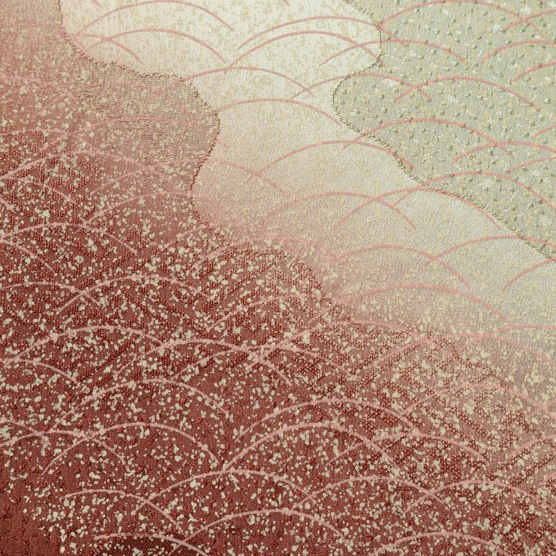 帯揚げ帯締めセット 美品 セット品 平組 正絹 古典柄 フォーマル 和装小物 芝 紗綾形 小豆・エンジ_画像8