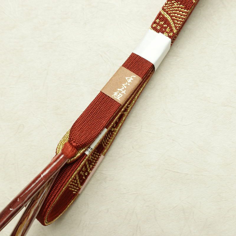 帯揚げ帯締めセット 美品 セット品 平組 正絹 古典柄 フォーマル 和装小物 芝 紗綾形 小豆・エンジ_画像16