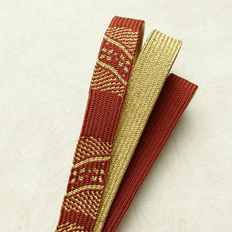 帯揚げ帯締めセット 美品 セット品 平組 正絹 古典柄 フォーマル 和装小物 芝 紗綾形 小豆・エンジ_画像20