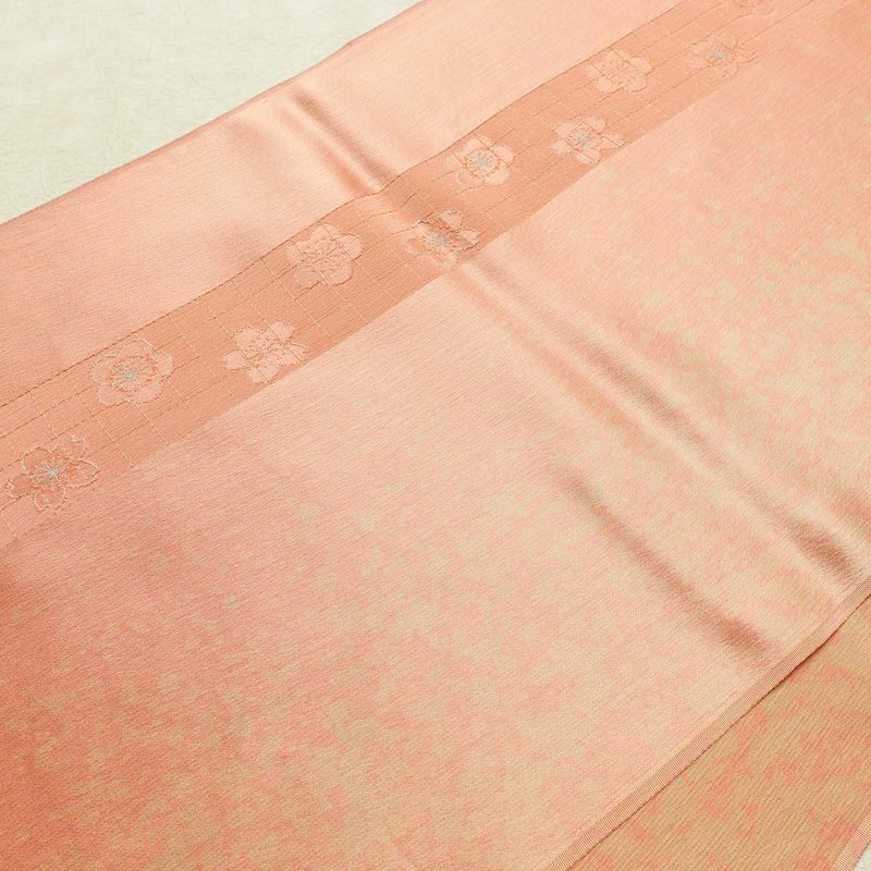 帯揚げ帯締めセット 良品 セット品 平組 正絹 花柄 フォーマル 桜 金糸 綸子 和装小物 ピンク_画像4