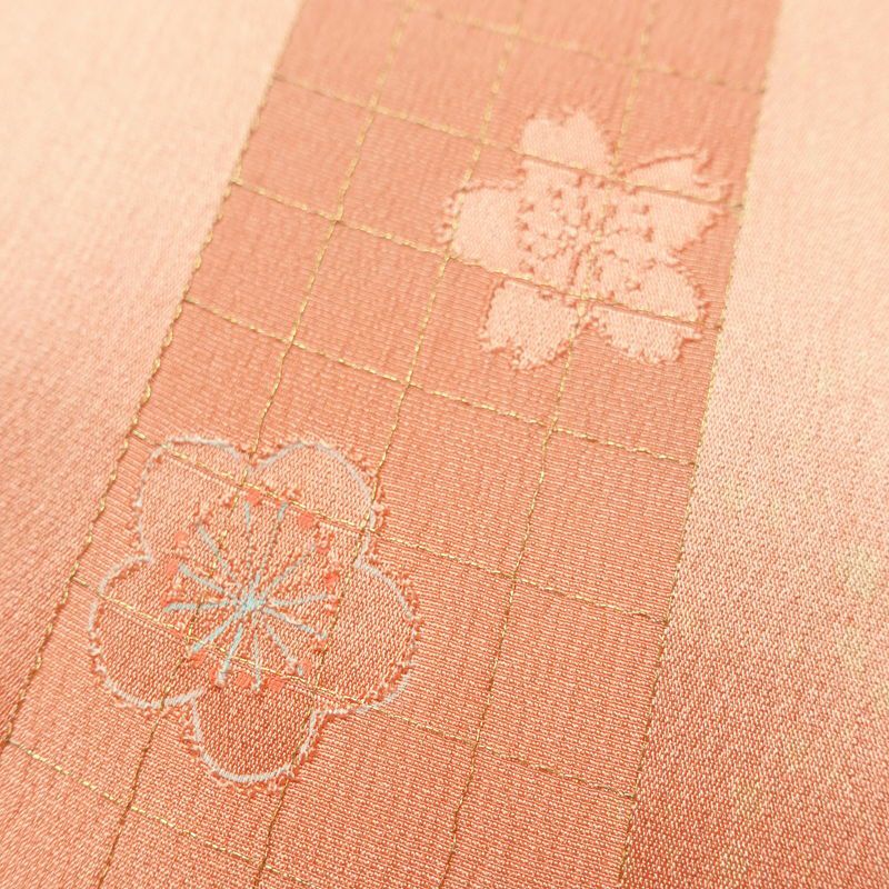帯揚げ帯締めセット 良品 セット品 平組 正絹 花柄 フォーマル 桜 金糸 綸子 和装小物 ピンク_画像10