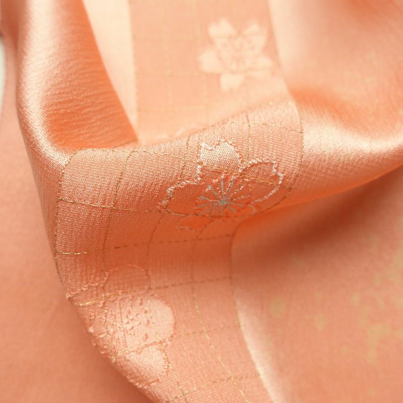 帯揚げ帯締めセット 良品 セット品 平組 正絹 花柄 フォーマル 桜 金糸 綸子 和装小物 ピンク_画像13