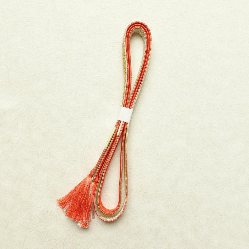 帯揚げ帯締めセット 良品 セット品 平組 正絹 花柄 フォーマル 桜 金糸 綸子 和装小物 ピンク_画像14