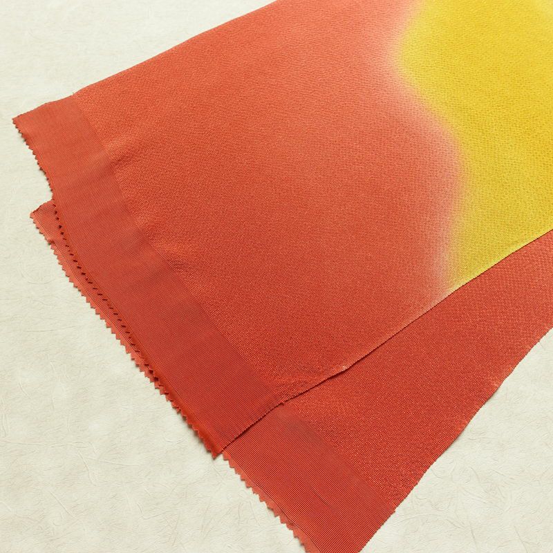 帯揚げ帯締めセット 美品 セット品 縮緬 正絹 流水・波柄 ぼかし 和装小物 橙_画像5