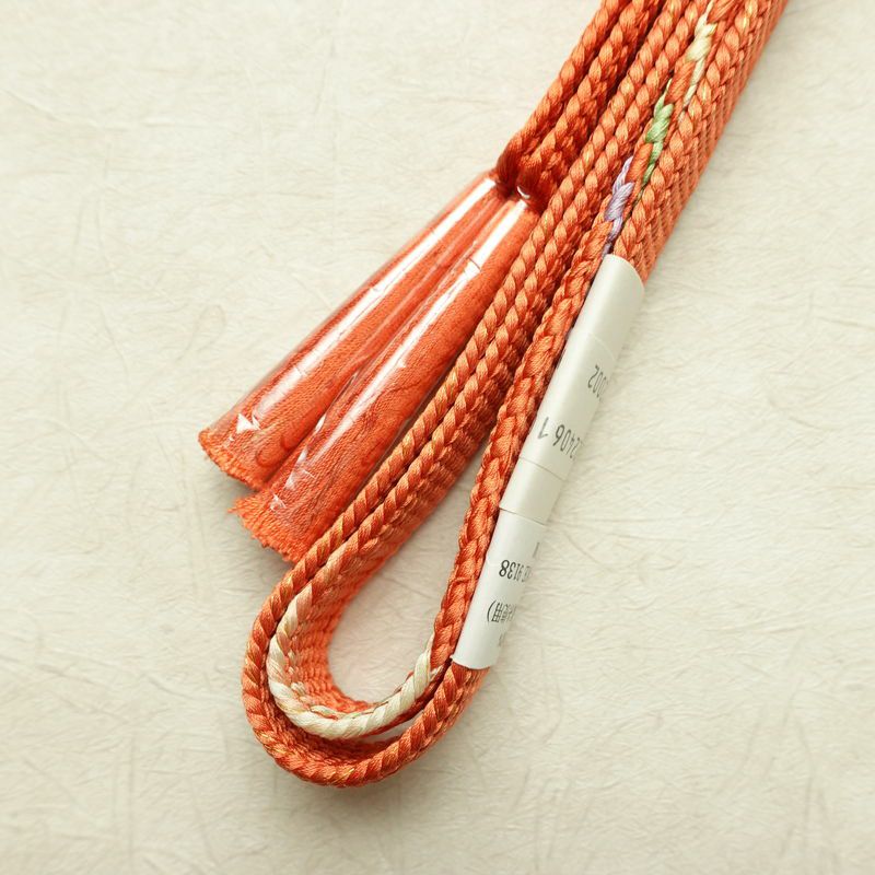 帯揚げ帯締めセット 美品 セット品 縮緬 正絹 流水・波柄 ぼかし 和装小物 橙_画像17