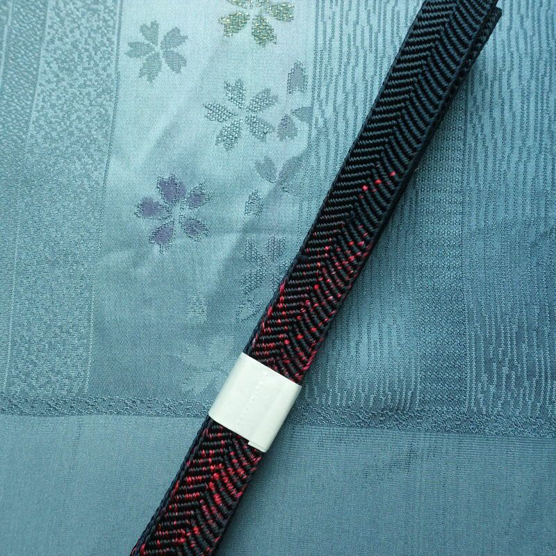 帯揚げ帯締めセット セット品 平組 正絹 花柄 桜 和装小物 青・紺_画像2