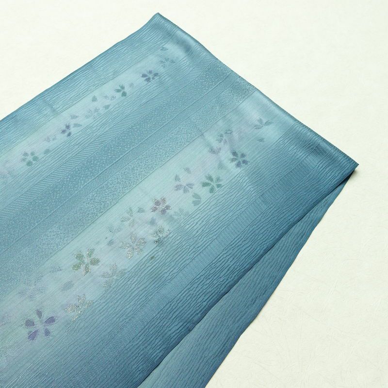 帯揚げ帯締めセット セット品 平組 正絹 花柄 桜 和装小物 青・紺_画像3