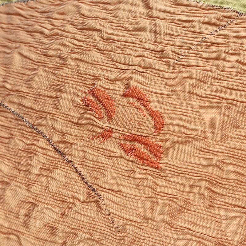 名古屋帯 太鼓柄 ふくれ織 正絹 花柄 通し仕立て なごや帯 リサイクル帯 帯 ピンク_画像5