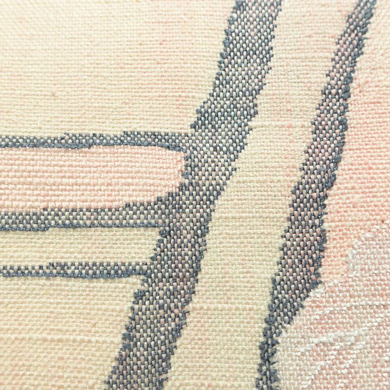 名古屋帯 太鼓柄 正絹 木の葉・植物柄 松葉仕立て なごや帯 リサイクル帯 帯 紬地 ピンク_画像6