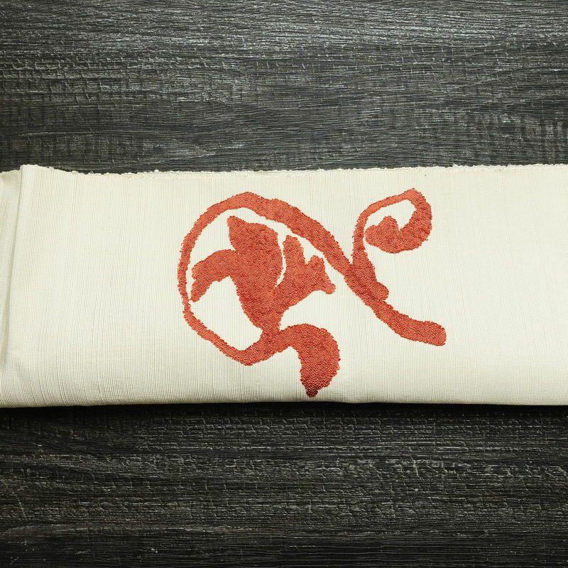 名古屋帯 太鼓柄 良品 正絹 幾何学柄・抽象柄 通し仕立て なごや帯 リサイクル帯 帯 シンプル 白_画像15