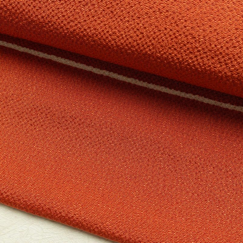 名古屋帯 全通柄 縮緬 正絹 無地 通し仕立て なごや帯 リサイクル帯 帯 シンプル 橙_画像6