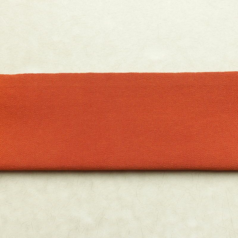 名古屋帯 全通柄 縮緬 正絹 無地 通し仕立て なごや帯 リサイクル帯 帯 シンプル 橙_画像13