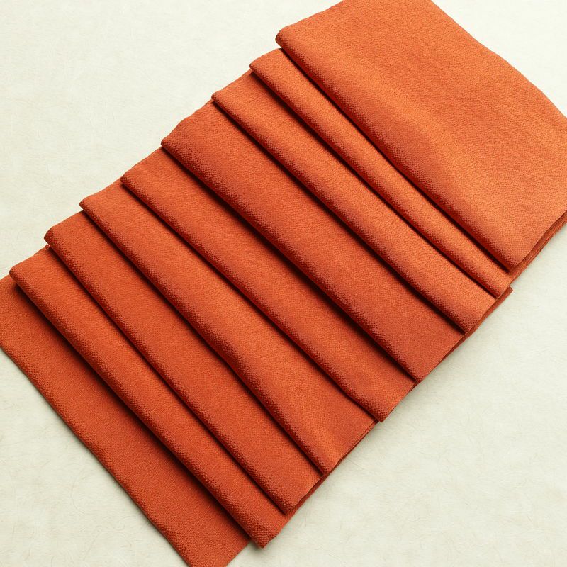 名古屋帯 全通柄 縮緬 正絹 無地 通し仕立て なごや帯 リサイクル帯 帯 シンプル 橙_画像17