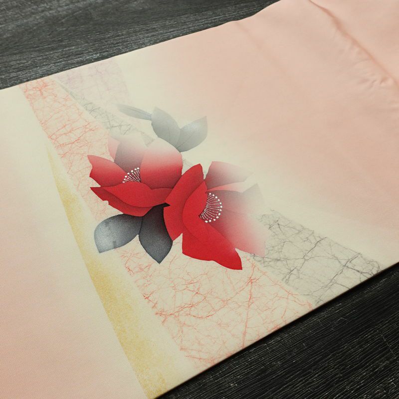 名古屋帯 太鼓柄 正絹 花柄 名古屋仕立て なごや帯 リサイクル帯 帯 銀彩 シンプル ピンク_画像11