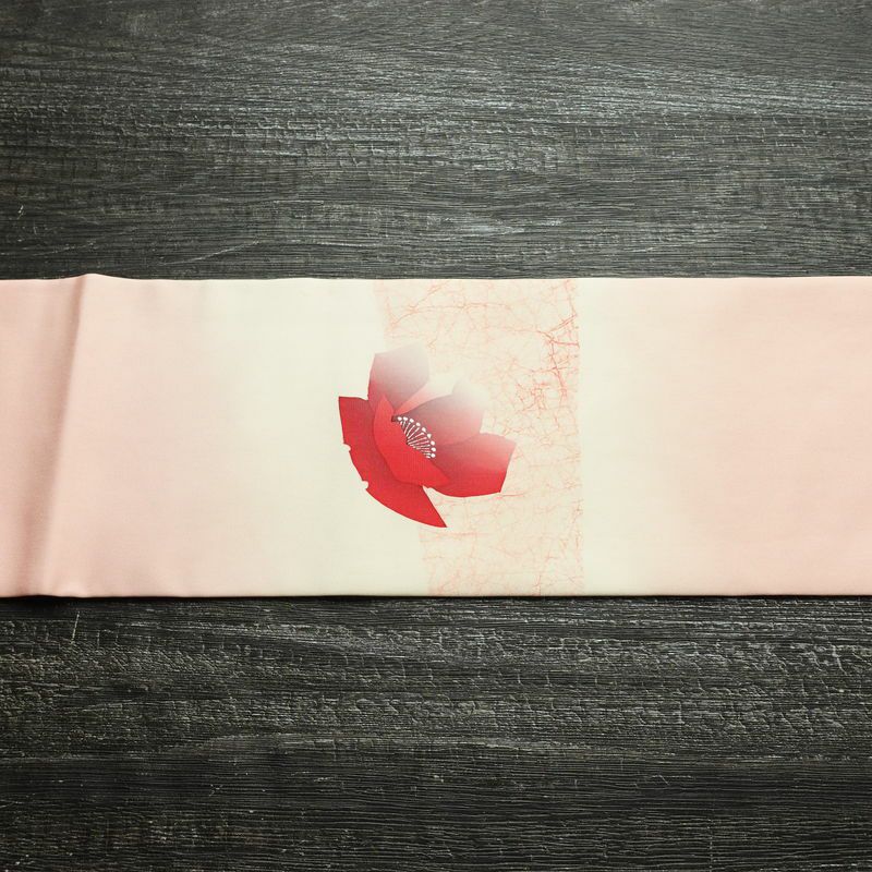 名古屋帯 太鼓柄 正絹 花柄 名古屋仕立て なごや帯 リサイクル帯 帯 銀彩 シンプル ピンク_画像14