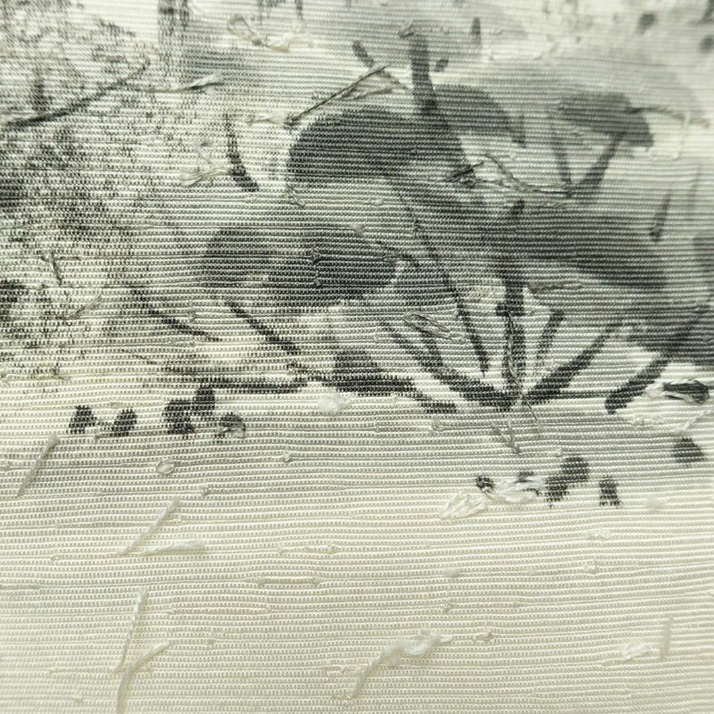 名古屋帯 髭紬 太鼓柄 良品 落款入り 正絹 風景柄 名古屋仕立て なごや帯 リサイクル帯 帯 白_画像4