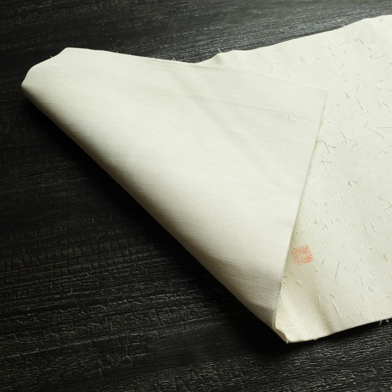 名古屋帯 髭紬 太鼓柄 良品 落款入り 正絹 風景柄 名古屋仕立て なごや帯 リサイクル帯 帯 白_画像11