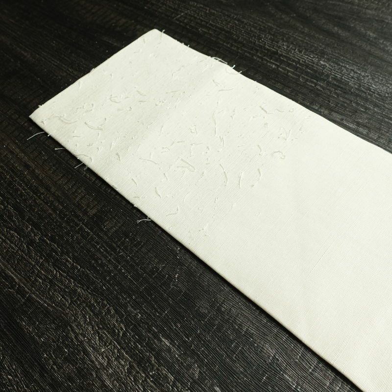 名古屋帯 髭紬 太鼓柄 良品 落款入り 正絹 風景柄 名古屋仕立て なごや帯 リサイクル帯 帯 白_画像16