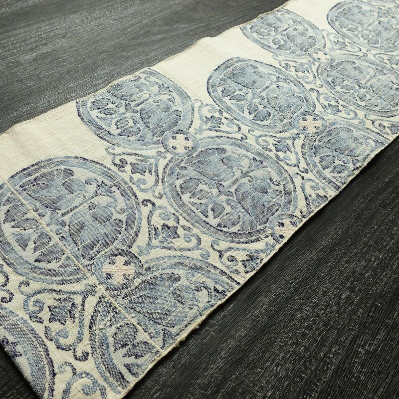 名古屋帯 六通柄 美品 正絹 幾何学柄・抽象柄 松葉仕立て なごや帯 リサイクル帯 帯 白_画像8