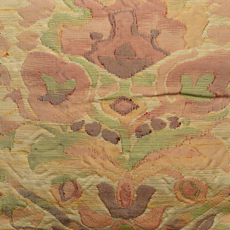 名古屋帯 六通柄 ふくれ織 正絹 花柄 通し仕立て なごや帯 リサイクル帯 帯 クリーム_画像2