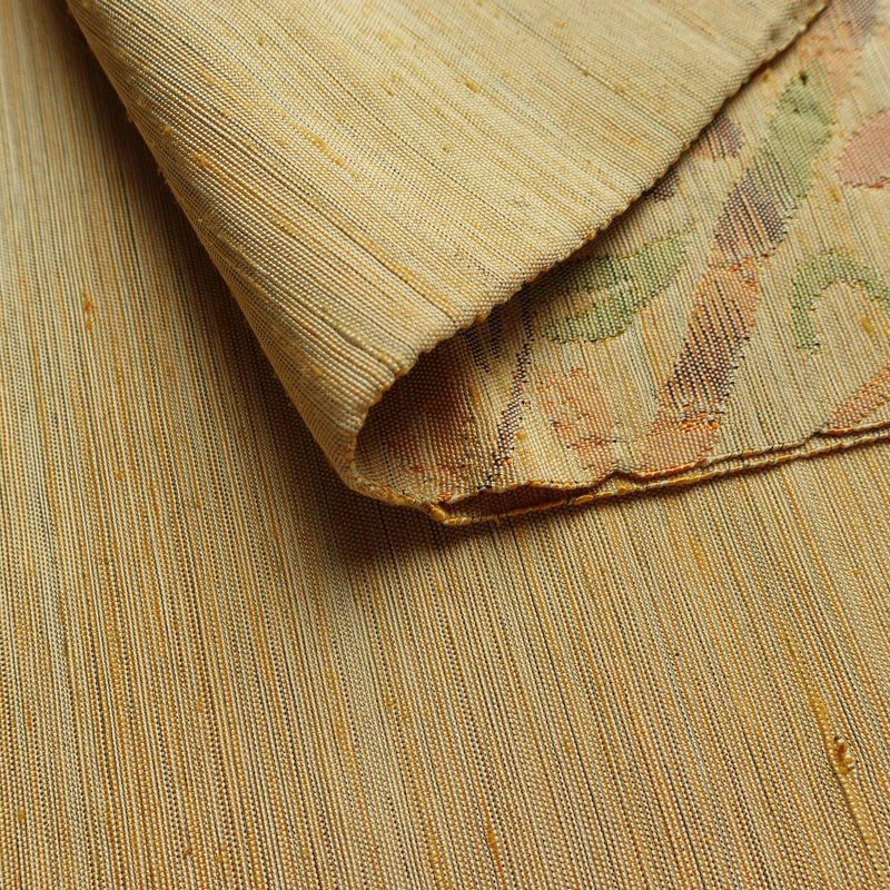 名古屋帯 六通柄 ふくれ織 正絹 花柄 通し仕立て なごや帯 リサイクル帯 帯 クリーム_画像11