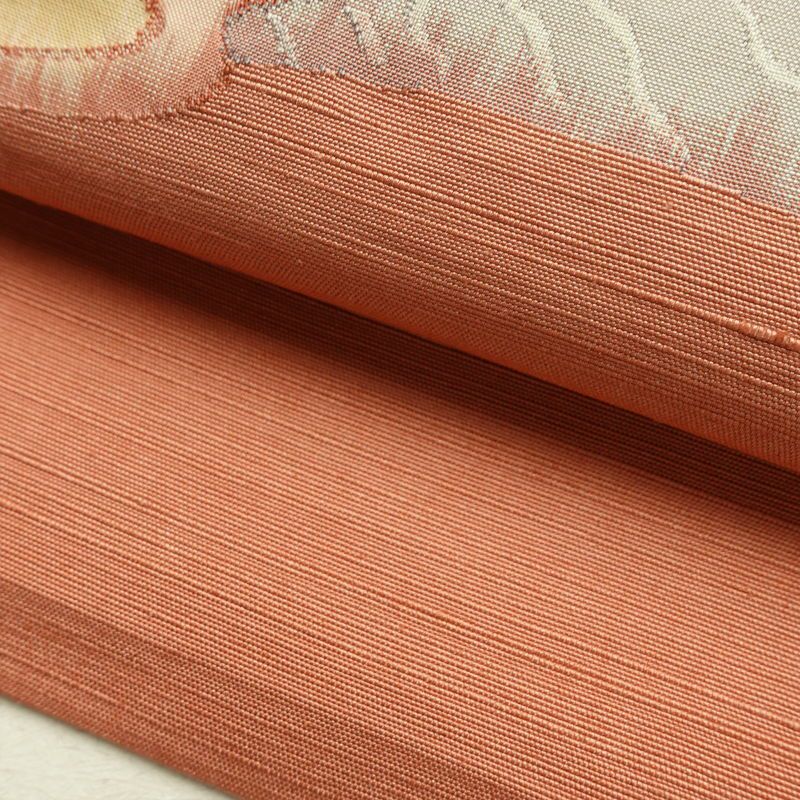 名古屋帯 太鼓柄 良品 正絹 風景柄 通し仕立て なごや帯 リサイクル帯 帯 ピンク_画像7