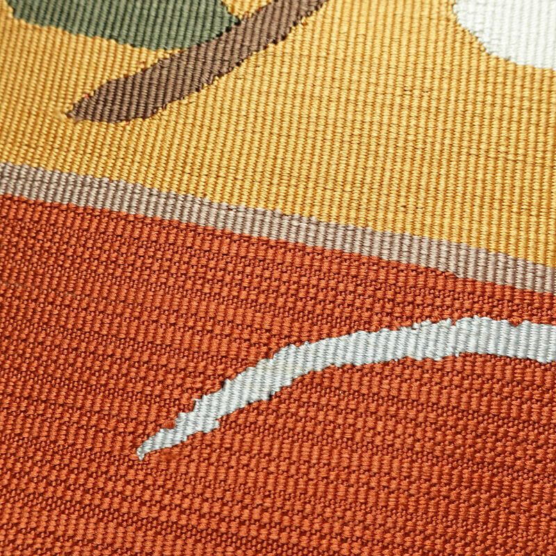 名古屋帯 太鼓柄 正絹 花柄 通し仕立て なごや帯 リサイクル帯 帯 モダン シンプル 橙_画像4