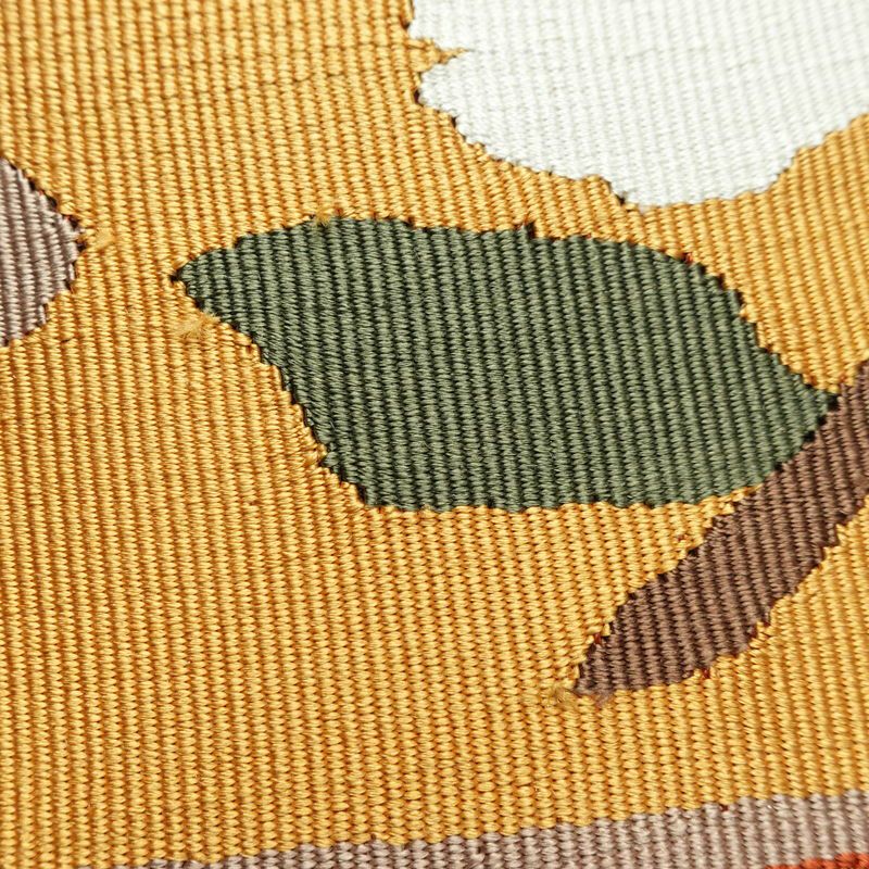 名古屋帯 太鼓柄 正絹 花柄 通し仕立て なごや帯 リサイクル帯 帯 モダン シンプル 橙_画像5