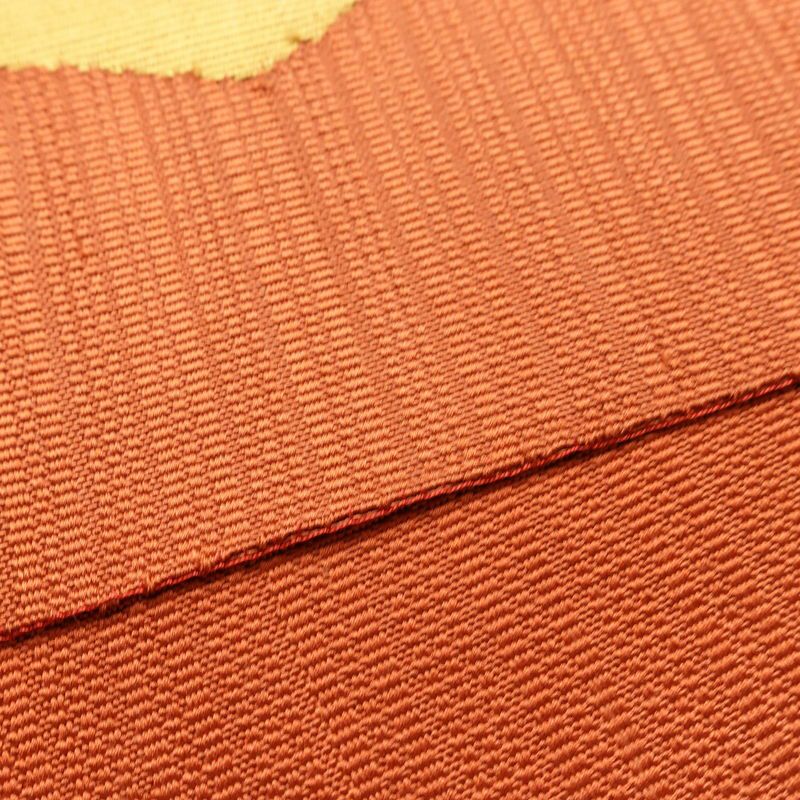 名古屋帯 太鼓柄 正絹 花柄 通し仕立て なごや帯 リサイクル帯 帯 モダン シンプル 橙_画像11