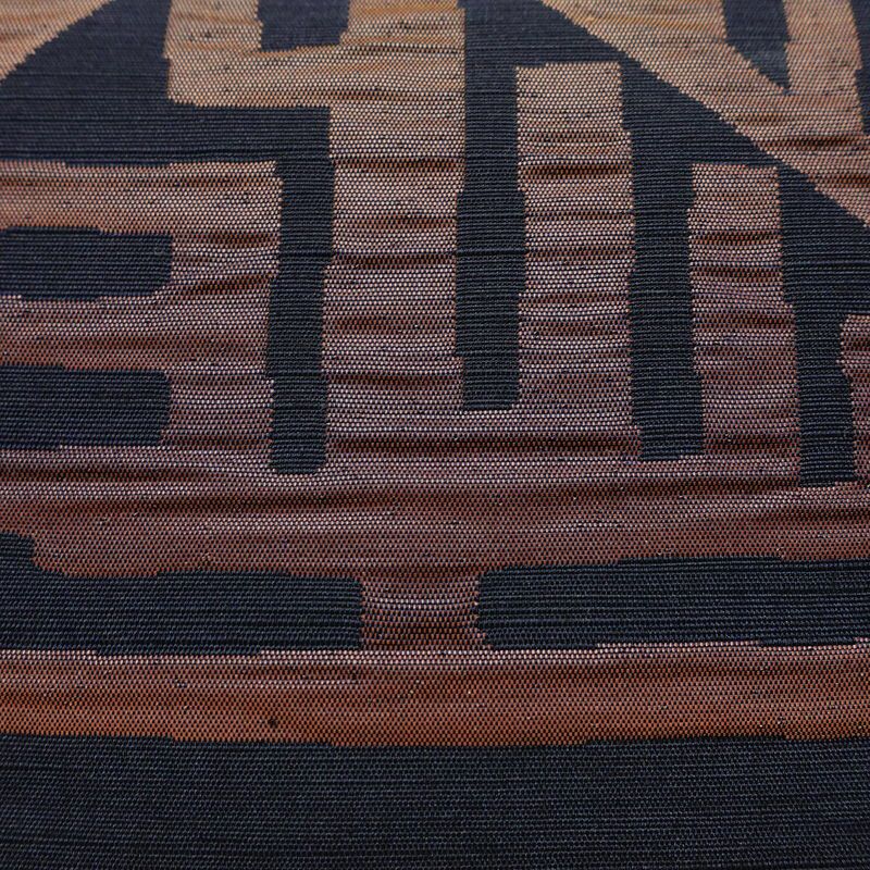 名古屋帯 六通柄 良品 ふくれ織 正絹 幾何学柄・抽象柄 通し仕立て なごや帯 リサイクル帯 帯 モダン 青・紺_画像4