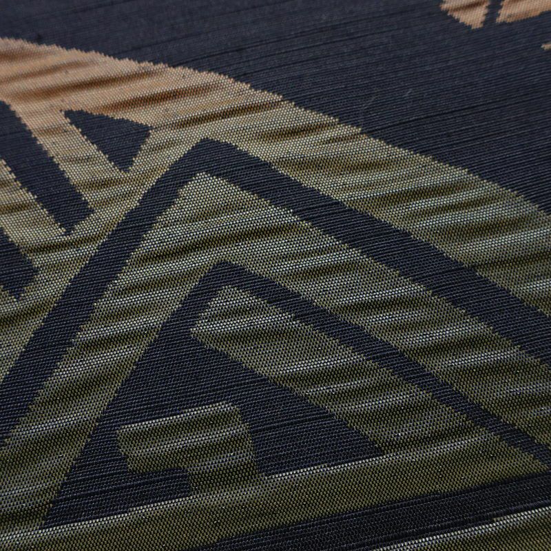 名古屋帯 六通柄 良品 ふくれ織 正絹 幾何学柄・抽象柄 通し仕立て なごや帯 リサイクル帯 帯 モダン 青・紺_画像6