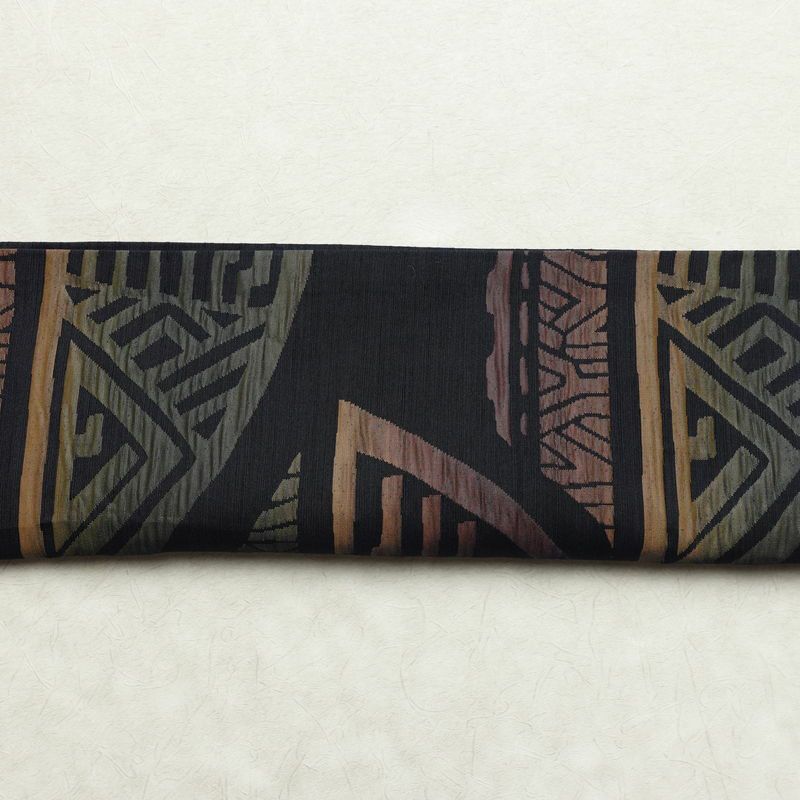 名古屋帯 六通柄 良品 ふくれ織 正絹 幾何学柄・抽象柄 通し仕立て なごや帯 リサイクル帯 帯 モダン 青・紺_画像14