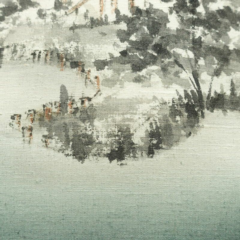 名古屋帯 太鼓柄 正絹 風景柄 名古屋仕立て なごや帯 リサイクル帯 帯 シンプル 緑・うぐいす色_画像4