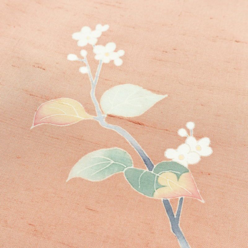 付け下げ 本加賀友禅 畠山登 美品 落款入り しつけ糸付き 正絹 木の葉・植物柄 袷仕立て 身丈168.5cm 裄丈68.5cm リサイクル着物 着物 付下 紬地 ピンクベージュ ピンク_画像18