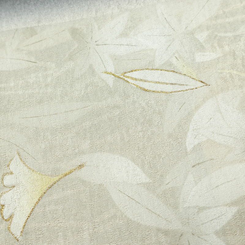 付け下げ 美品 しつけ糸付き 正絹 木の葉・植物柄 袷仕立て 身丈164cm 裄丈64.5cm リサイクル着物 着物 パーティー フォーマル モダン イチョウ 紅葉 黒_画像7