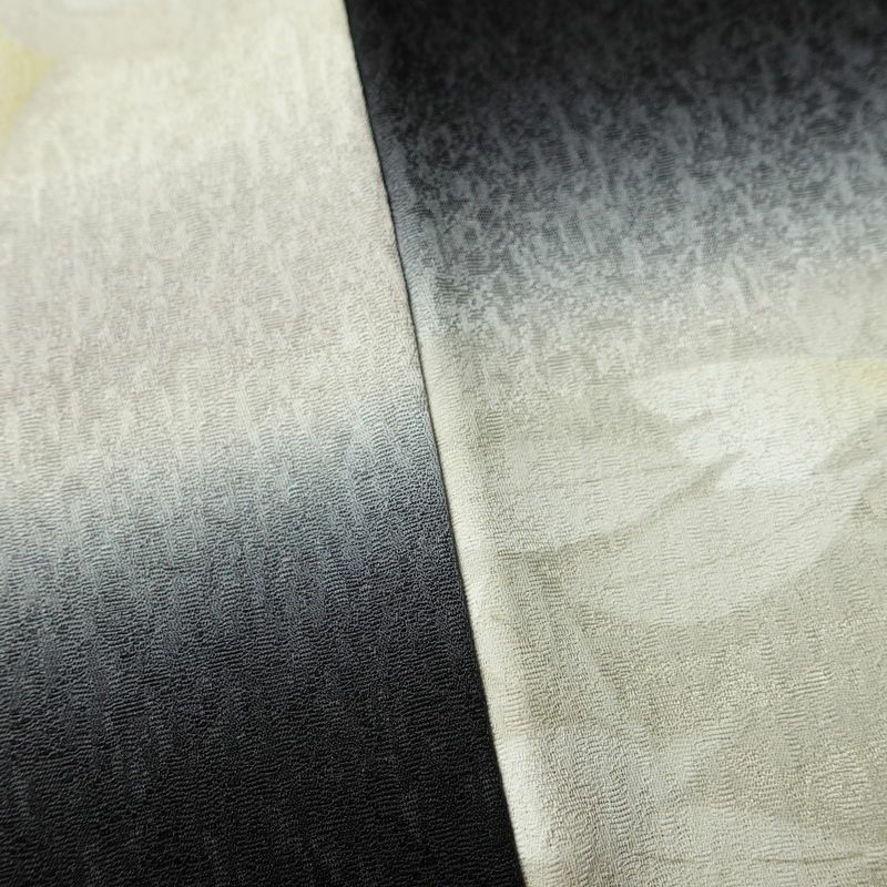 付け下げ 美品 しつけ糸付き 正絹 木の葉・植物柄 袷仕立て 身丈164cm 裄丈64.5cm リサイクル着物 着物 パーティー フォーマル モダン イチョウ 紅葉 黒_画像11