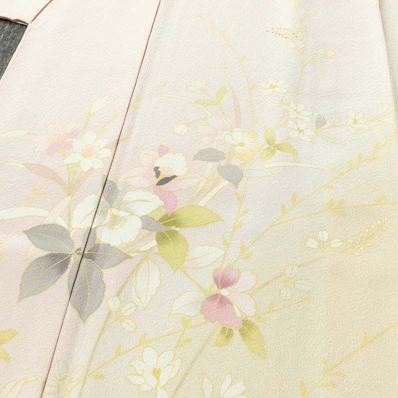 訪問着 美品 しつけ糸付き 縮緬 正絹 花柄 袷仕立て 身丈166.5cm 裄丈68cm リサイクル着物 着物 入学式 卒業式 七五三 お宮参り フォーマル 上品 ピンク_画像5