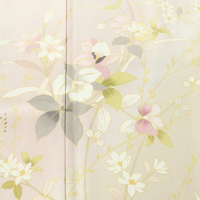 訪問着 美品 しつけ糸付き 縮緬 正絹 花柄 袷仕立て 身丈166.5cm 裄丈68cm リサイクル着物 着物 入学式 卒業式 七五三 お宮参り フォーマル 上品 ピンク_画像6