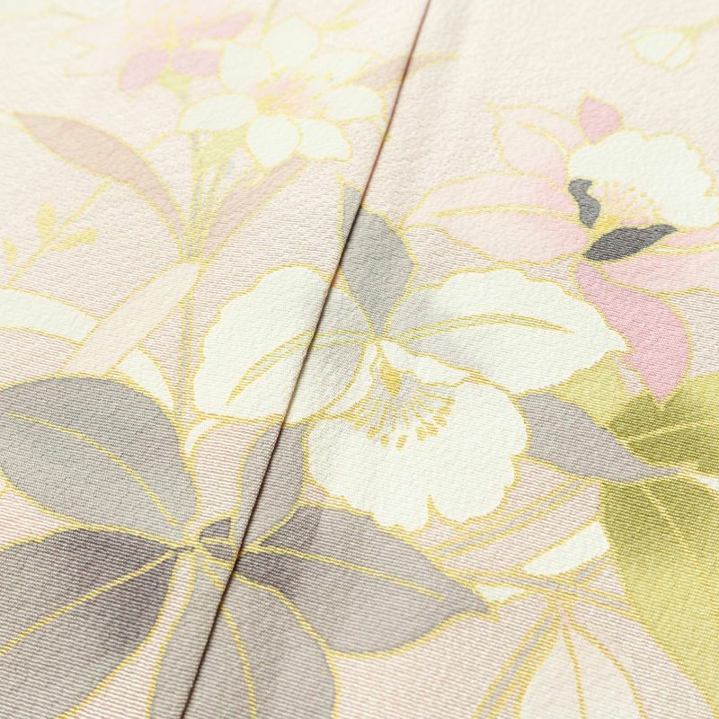 訪問着 美品 しつけ糸付き 縮緬 正絹 花柄 袷仕立て 身丈166.5cm 裄丈68cm リサイクル着物 着物 入学式 卒業式 七五三 お宮参り フォーマル 上品 ピンク_画像7