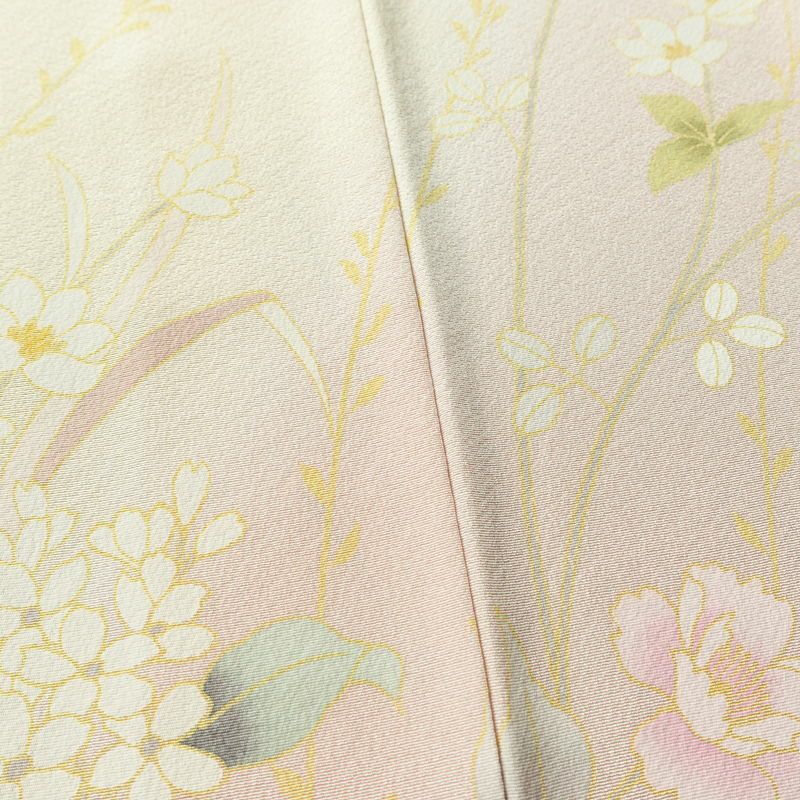 訪問着 美品 しつけ糸付き 縮緬 正絹 花柄 袷仕立て 身丈166.5cm 裄丈68cm リサイクル着物 着物 入学式 卒業式 七五三 お宮参り フォーマル 上品 ピンク_画像11