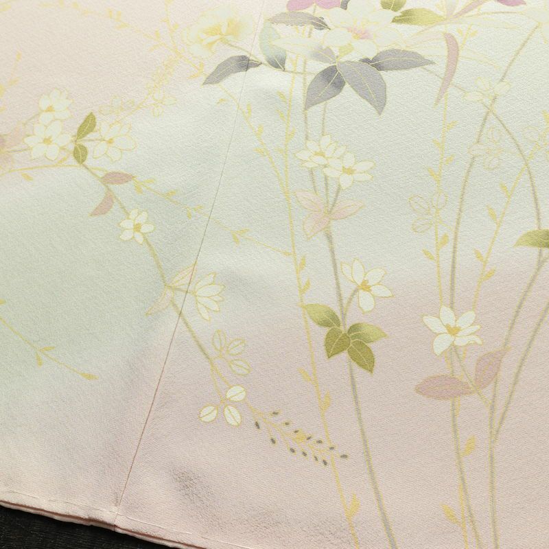 訪問着 美品 しつけ糸付き 縮緬 正絹 花柄 袷仕立て 身丈166.5cm 裄丈68cm リサイクル着物 着物 入学式 卒業式 七五三 お宮参り フォーマル 上品 ピンク_画像13