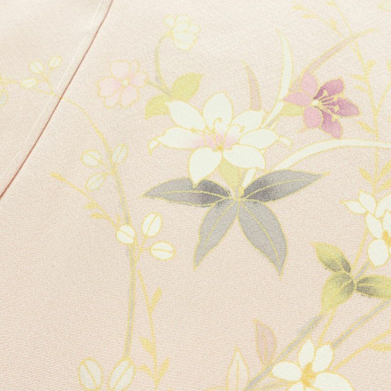 訪問着 美品 しつけ糸付き 縮緬 正絹 花柄 袷仕立て 身丈166.5cm 裄丈68cm リサイクル着物 着物 入学式 卒業式 七五三 お宮参り フォーマル 上品 ピンク_画像18