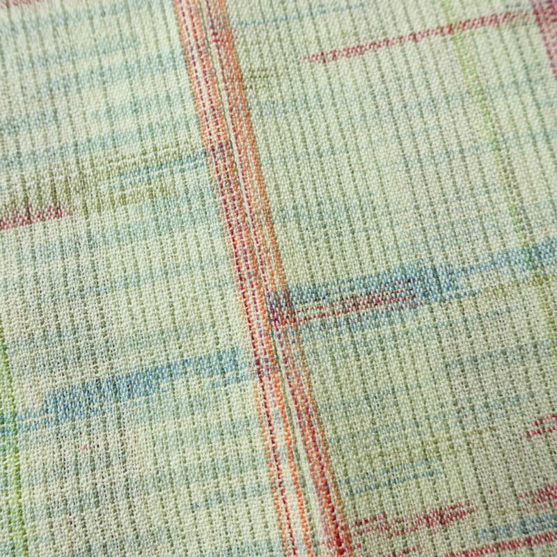 単衣 紬 バチ衿仕立て 正絹 幾何学柄・抽象柄 単衣仕立て 身丈155cm 裄丈63.5cm リサイクル着物 着物 緑・うぐいす色_画像10