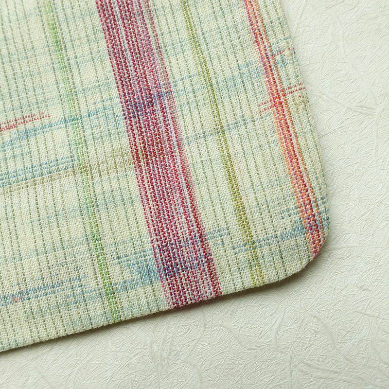 単衣 紬 バチ衿仕立て 正絹 幾何学柄・抽象柄 単衣仕立て 身丈155cm 裄丈63.5cm リサイクル着物 着物 緑・うぐいす色_画像16