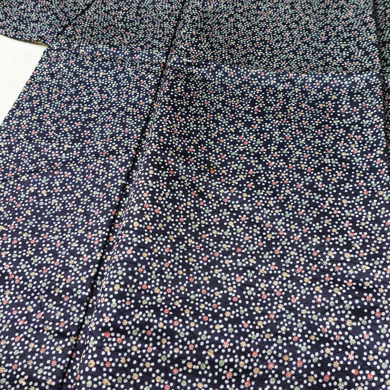 小紋 良品 しつけ糸付き ポリエステル その他の柄 袷仕立て 身丈151cm 裄丈63cm リサイクル着物 着物 青・紺_画像5