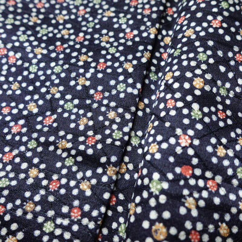 小紋 良品 しつけ糸付き ポリエステル その他の柄 袷仕立て 身丈151cm 裄丈63cm リサイクル着物 着物 青・紺_画像9