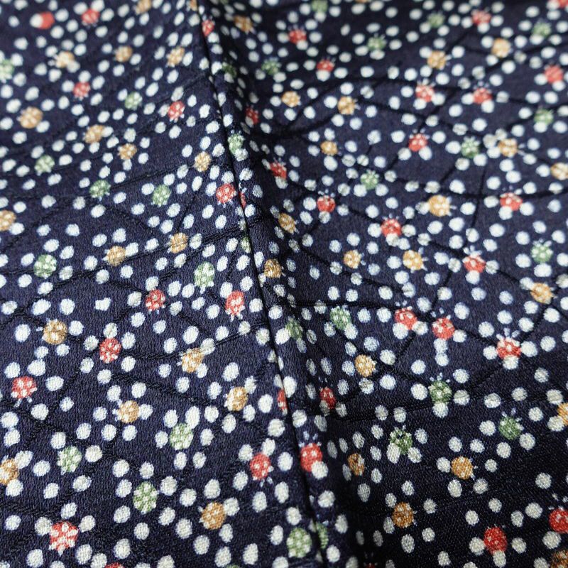 小紋 良品 しつけ糸付き ポリエステル その他の柄 袷仕立て 身丈151cm 裄丈63cm リサイクル着物 着物 青・紺_画像10