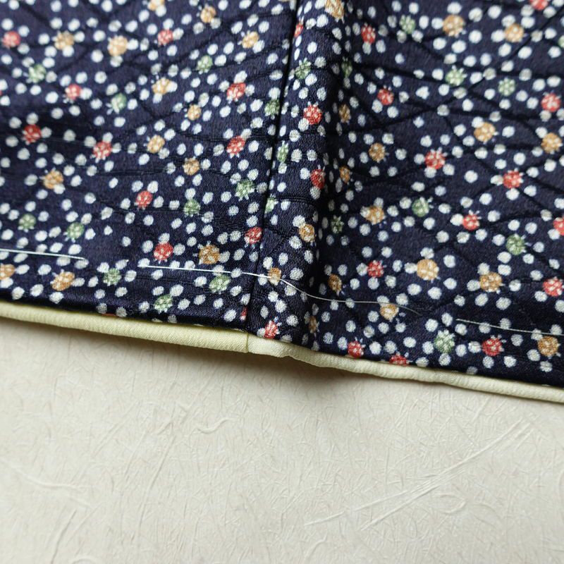 小紋 良品 しつけ糸付き ポリエステル その他の柄 袷仕立て 身丈151cm 裄丈63cm リサイクル着物 着物 青・紺_画像11